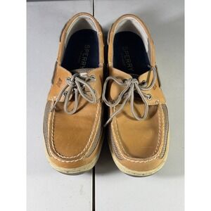 Sperry Top-Sider Mens Billfish 3-Eye Tan Leather Mesh Boat Shoes 0771246 Size 10